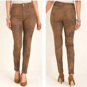 Chico's Faux-Suede 5-Pocket Slim Pants Color Luggage Size 2.5 / 14